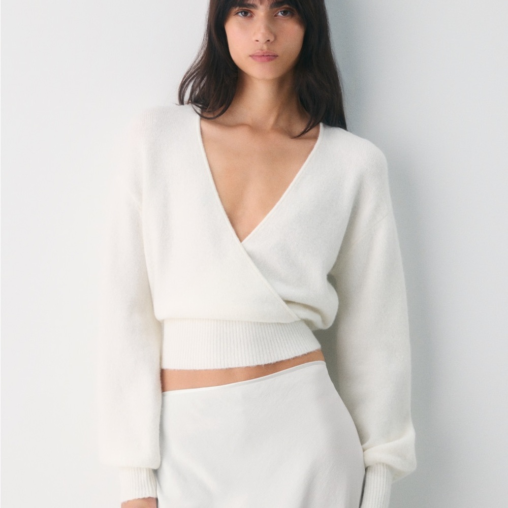 Aritzia cream dear wrap sweater